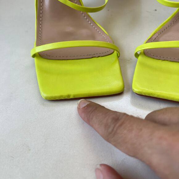 SIMMI Strappy Heeled Sandals Womens Shoes Sz 5 Flourescent Spool Heel Festival - Picture 4 of 11